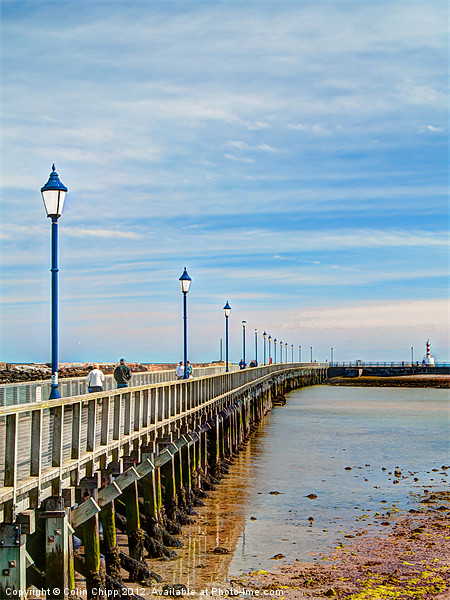 Amble pier and lighthouse Picture Board by Colin Chipp