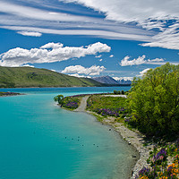 Buy canvas prints of Lake Tekapo and long white clouds  by Colin Chipp