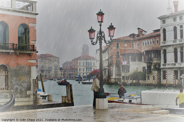 Rainy day in Venice Picture Board by Colin Chipp