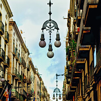 Buy canvas prints of Barcelona streetlamps by Colin Chipp