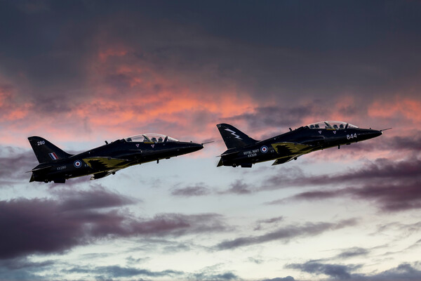 Royal Navy Hawks at Sunset Picture Board by Derek Beattie