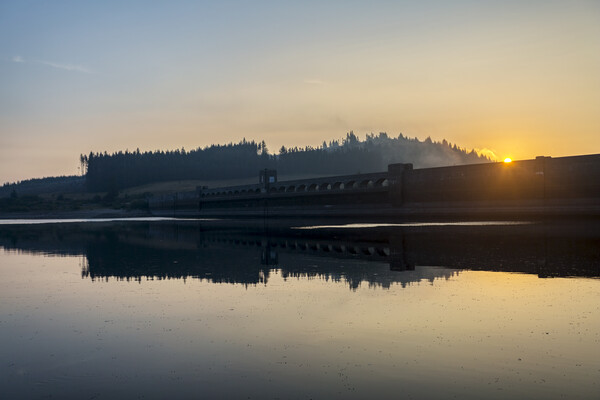 Clatteringshaws Loch at Sunrise Picture Board by Derek Beattie