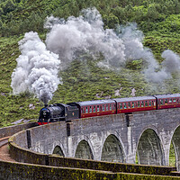 Buy canvas prints of Steam Train on the Glenfinnan Viaduct in the Scott by Derek Beattie