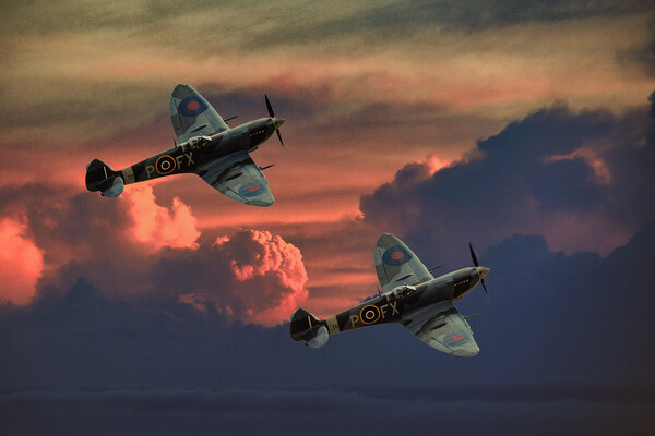 Spitfires Through The Storm Picture Board by Derek Beattie