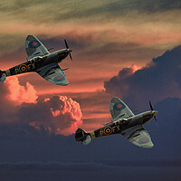 Buy canvas prints of Spitfires Through The Storm by Derek Beattie