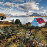 Buy canvas prints of Red Roofed Cottage Applecross by Derek Beattie