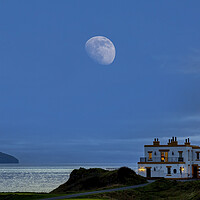 Buy canvas prints of Moonset over Turnberry Lighthouse and Ailsa Craig by Derek Beattie