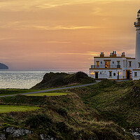 Buy canvas prints of Turnberry Lighthouse and Ailsa Craig at Sunset by Derek Beattie