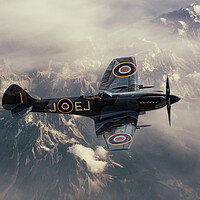 Buy canvas prints of Supermarine Spitfire Flying High by Derek Beattie