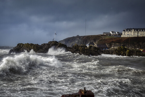 Portpatrick Harbour on a Stormy Day Picture Board by Derek Beattie