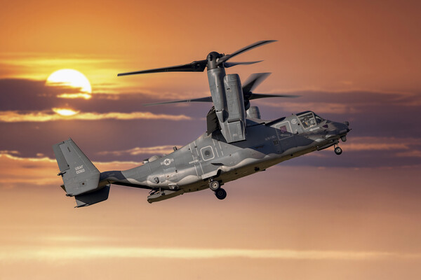 USAF CV-22B Osprey at Sunset Picture Board by Derek Beattie