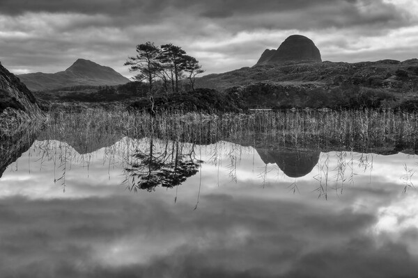 Suilven and Canisp Reflections Picture Board by Derek Beattie