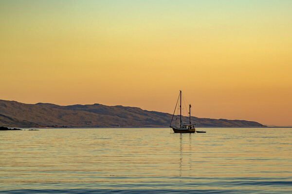 Sailboat at Sunset Picture Board by Derek Beattie