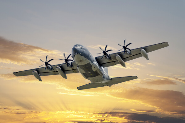 Lockheed Hercules Sunset Mission Picture Board by Derek Beattie