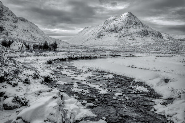 Lagangarbh Cottage and the Buachaille Etive Beag G Picture Board by Derek Beattie