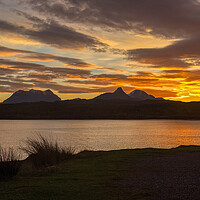 Buy canvas prints of Radiant Silhouette of Assynt and Coigach Mountains by Derek Beattie