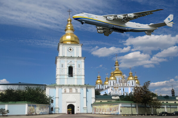 Mriya and St. Michaels Monastery Kyiv Picture Board by Derek Beattie