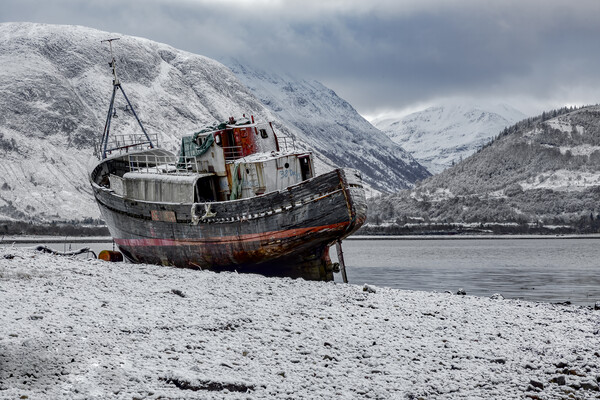 The Corpach Shipwreck and Ben Nevis Picture Board by Derek Beattie