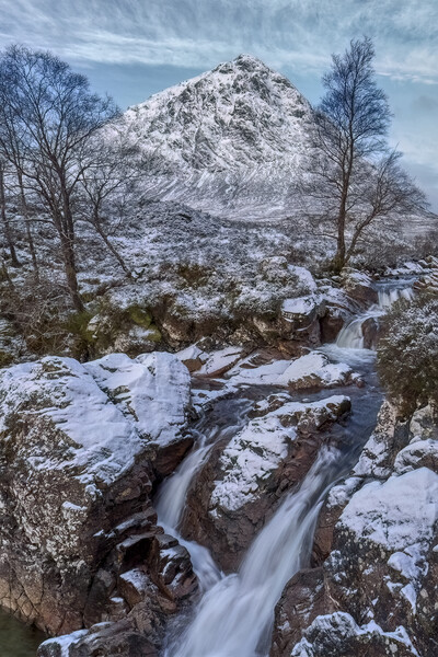 Buachaille Etive Mor and Coupall Falls Picture Board by Derek Beattie