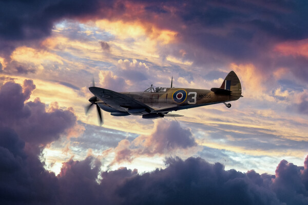 Spitfire in to the Storm Picture Board by Derek Beattie