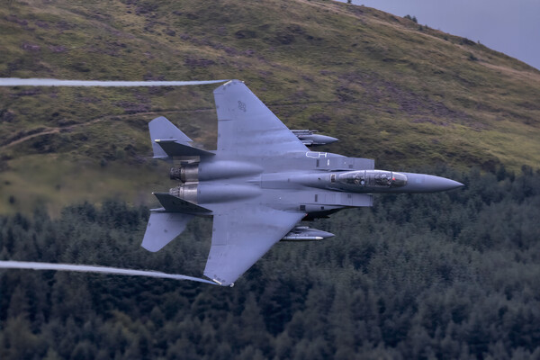F15E Strike Eagle Low Level Mach Loop Canvas Print by Derek Beattie