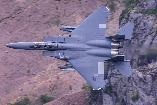 F15E Strike Eagle Low Level English Lake District Canvas Print by Derek Beattie