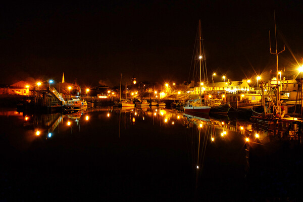 Girvan Harbour at Night Picture Board by Derek Beattie