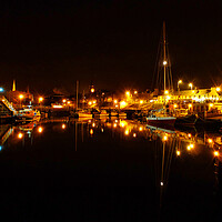 Buy canvas prints of Girvan Harbour at Night by Derek Beattie