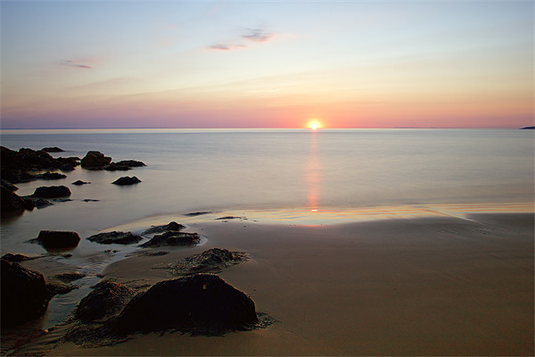 Sunset Killantringan Bay near Portpatrick Scotland Picture Board by Derek Beattie