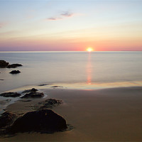 Buy canvas prints of Sunset Killantringan Bay near Portpatrick Scotland by Derek Beattie