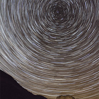 Buy canvas prints of Star Trails Bruces Stone Scotland by Derek Beattie