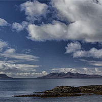 Buy canvas prints of Rhum and Eigg Scotland Panorama by Derek Beattie