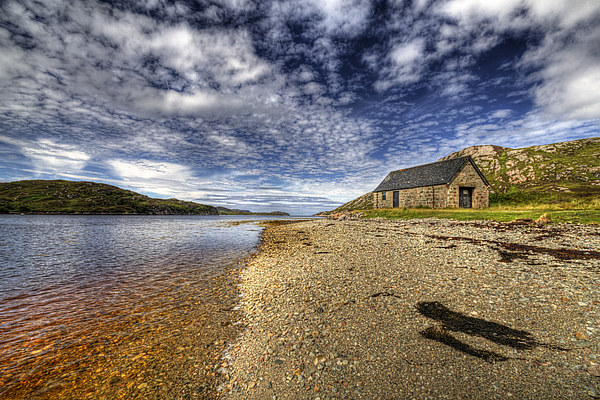Boathouse on Loch Laxford Picture Board by Derek Beattie