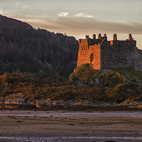 Buy canvas prints of Castle Tioram Loch Moidart at Sunset by Derek Beattie