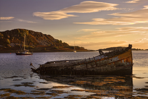 Shipwreck West Coast of Scotland Picture Board by Derek Beattie