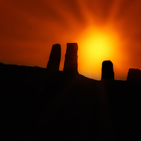 Buy canvas prints of Cairn Holy Standing Stones at Sunrise by Derek Beattie