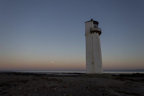 Southerness Lighthouse Moonrise at Sunset Picture Board by Derek Beattie