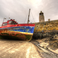 Buy canvas prints of Fishing Boat at Port Logan by Derek Beattie