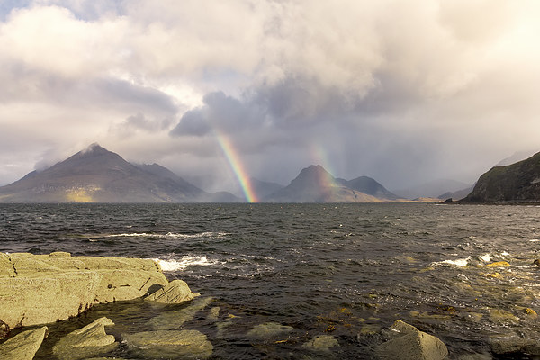 Rainbows at Elgol Isle of Skye Picture Board by Derek Beattie
