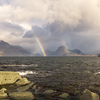 Buy canvas prints of Rainbows at Elgol Isle of Skye by Derek Beattie