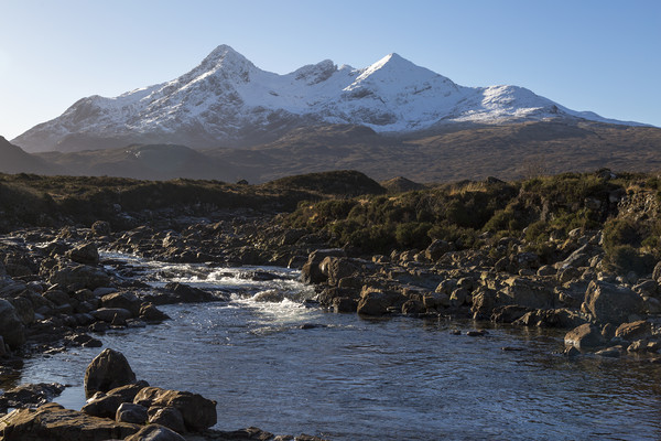 River Sligachan and the Cuillin Mountains Picture Board by Derek Beattie