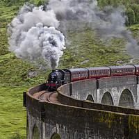 Buy canvas prints of Steam Train Crossing the Glenfinnan Viaduct by Derek Beattie