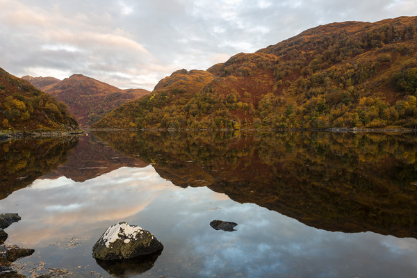 Loch Hourn Autumnal Reflections Picture Board by Derek Beattie
