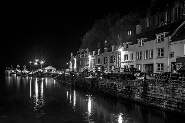 Portree Harbour at Night Picture Board by Derek Beattie
