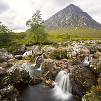 Buy canvas prints of Buachaille Etive Mor and Coupall Falls by Derek Beattie