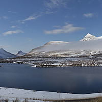 Buy canvas prints of Assynt Mountain Panorama in Winter by Derek Beattie