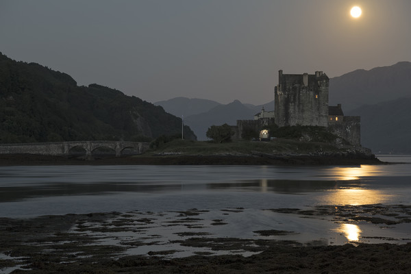 Eilean Donan Castle by Moonlight Picture Board by Derek Beattie