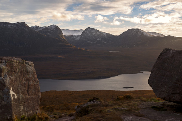 Coigach Mountains across Loch Lurgainn Picture Board by Derek Beattie