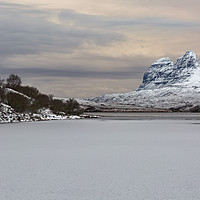 Buy canvas prints of Suilven and a Frozen Cam Loch by Derek Beattie