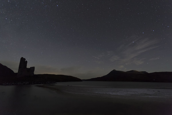 Ardvreck Castle and Quinag at Night Picture Board by Derek Beattie